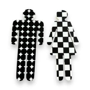 Bathroom Female/Male Sign Figures - Spots and Checks