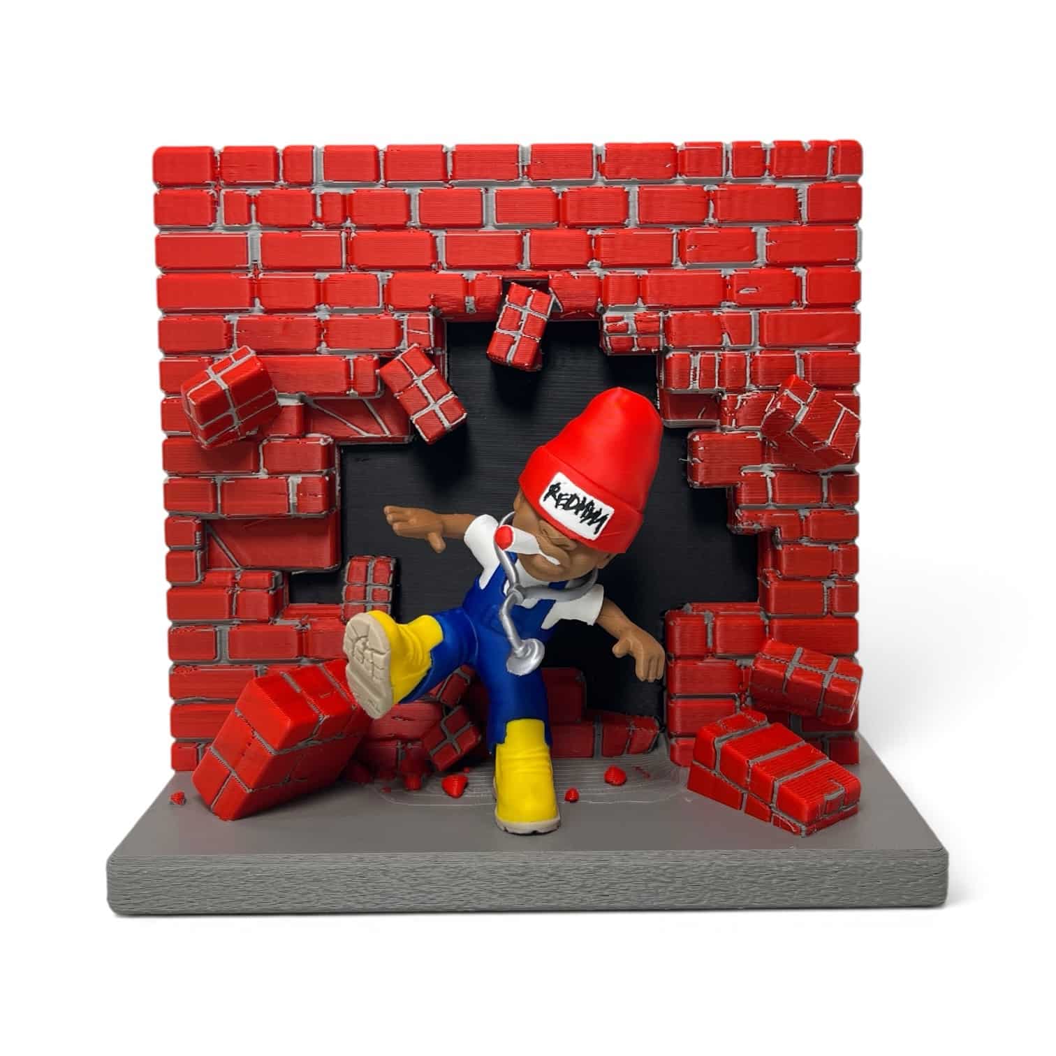 🔥 Legendary Redman Breakthrough Diorama Figure – 4” Multicolor Display Set 🎤🧱 - Image 6