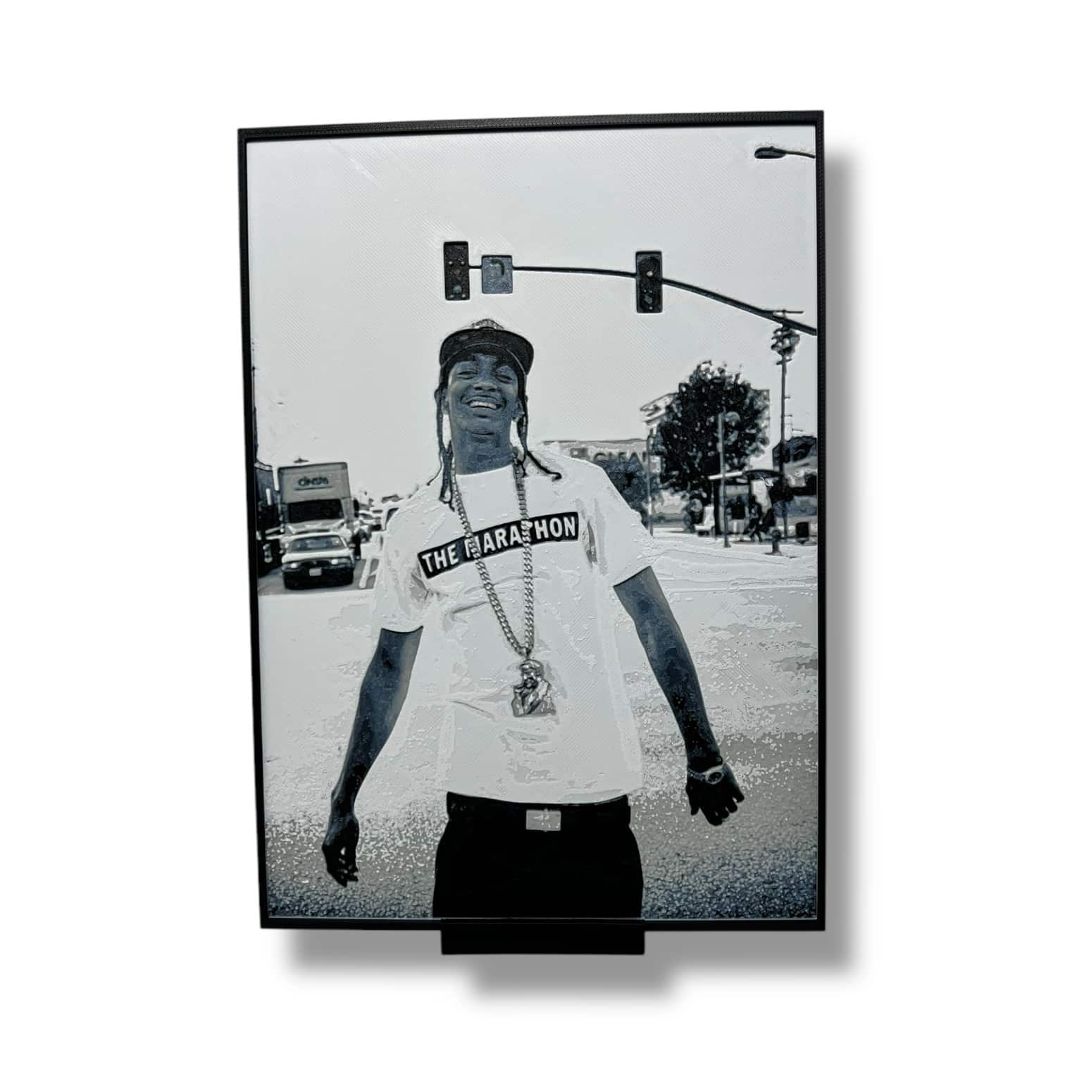 Nipsey Hussle 3D Printed Portrait wearing his Marathon Tshirt