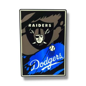 Custom 3D Printed LED Light Box with Switch – Sports Fan Inspired Silver and Black | Blue and White